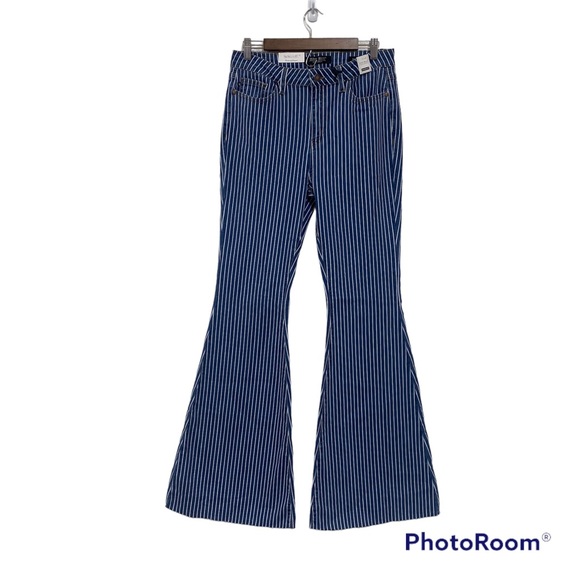 Judy Blue Jeans Nwt Judy Blue Sz 13 Pin Striped Super Flare High Waist Jeans Wide Leg Poshmark